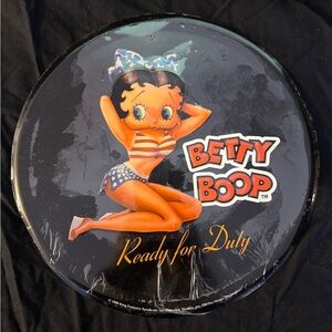 Vintage Betty Boop "Ready for Duty" 12" Tin Sign